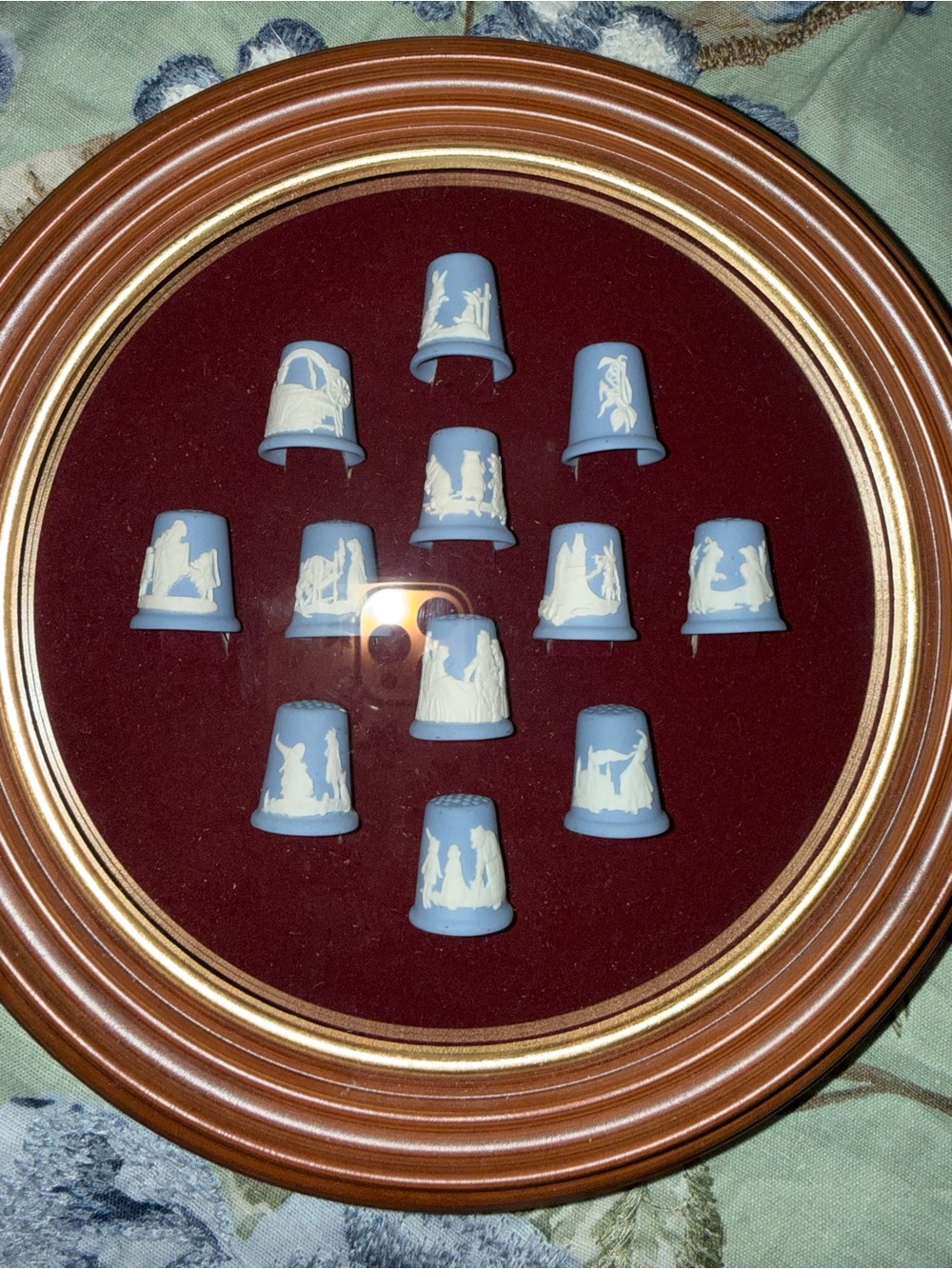 Wedgwood Fairy Tales Thimble Collection Blue Jasper Framed with Cards